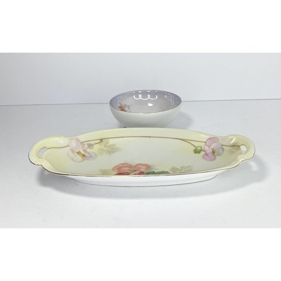 Set of 2 RS Prussia & Germany Trinket Round 4.5” & Oblong 10.5” Bowls VTG Floral - Picture 2 of 10